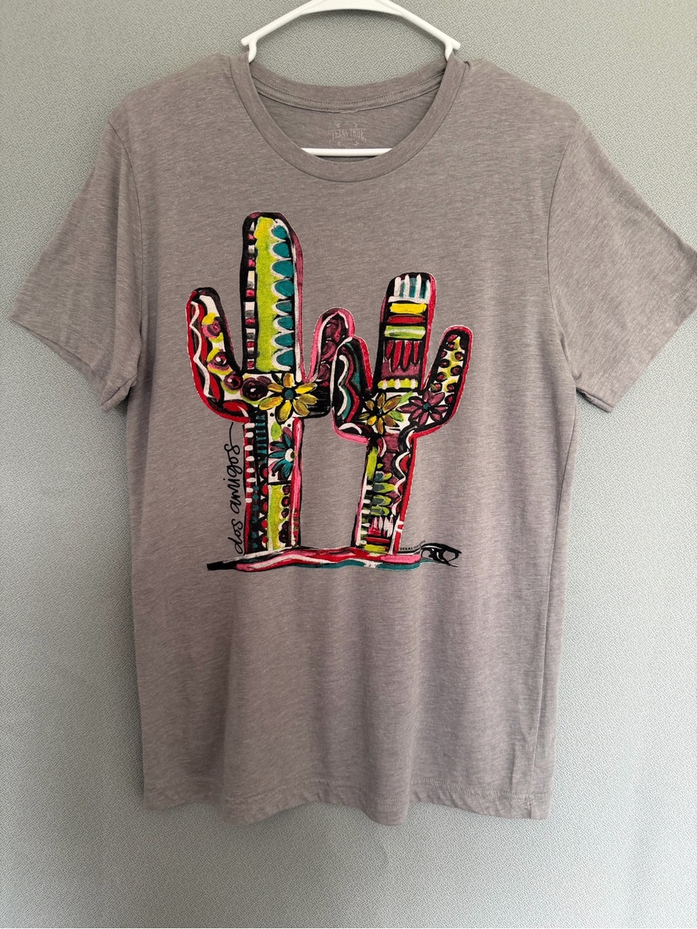 Texas True Threads Dos Amigos Cactus Graphic Tee Gray Size M